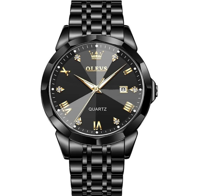 OLEVS 9931 Quartz Watch for Men Solid Stainless Steel Strap Rhombus Design Fashion Wristwatch Men's Waterproof Watche